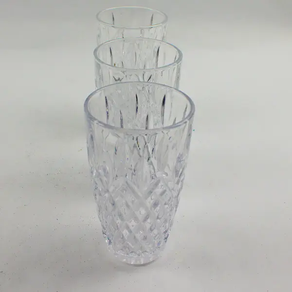 Lot Of 3 Matching Mikasa Clear Pressed Glass Harding Highball Glasses 5.5" Tall