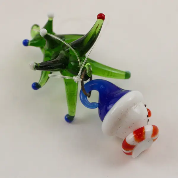 Lot of 4 Glass Christmas Ornaments Hand-Blown Tree Snowman Red Green Orange