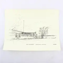 Vintage Northport Michigan The Shipwreck K.E. Nelson Drawing Unframed Art Print