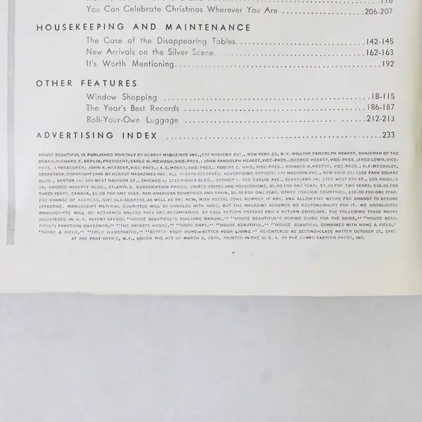 Vintage December 1948 House Beautiful Magazine Volume 90 Number 12