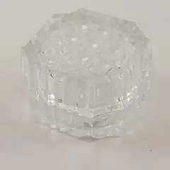 Vintage Lugny Lead Crystal Round Trinket Box Faceted Lid