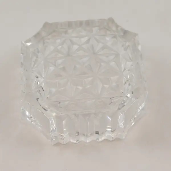 Vintage Lugny Lead Crystal Round Trinket Box Faceted Lid