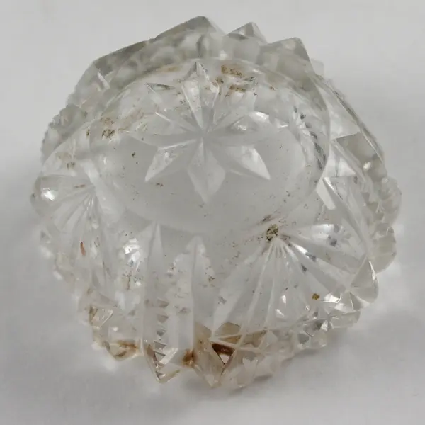 Lot of 4 Candle Holders Hexagon Frosted Glass & Cut Crystal