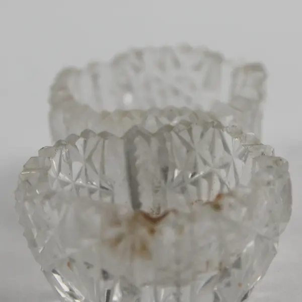 Lot of 4 Candle Holders Hexagon Frosted Glass & Cut Crystal