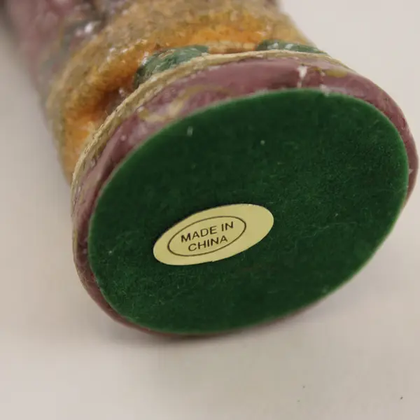 Lot of 2 Vintage-Style Crackle Paint Folk Art Santa Ornaments