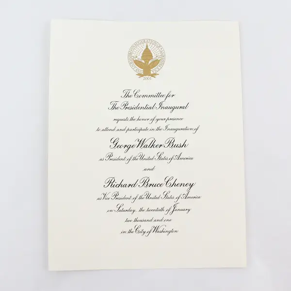 Lot Of 2 George W Bush Dick Cheney 2001 Inaugural Committee Invitations 