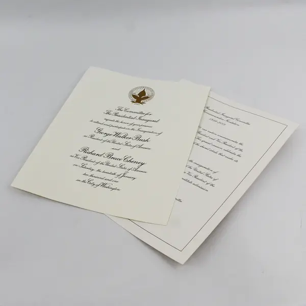 Lot Of 2 George W Bush Dick Cheney 2001 Inaugural Committee Invitations 