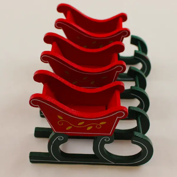 Lot of 3 Wooden Sleighs 6in Rustic Craft Supplies Holiday Decor