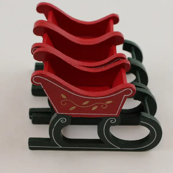 Lot of 3 Wooden Sleighs 6in Rustic Craft Supplies Holiday Decor