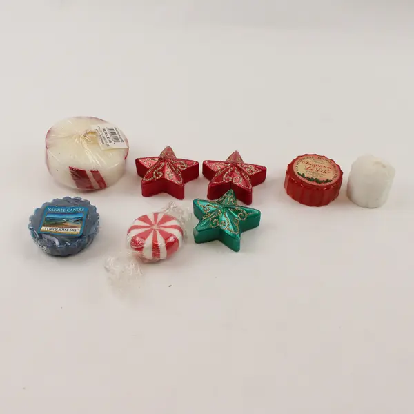 Lot of 8 Christmas Candles Assorted Shapes & Sizes Holiday Decor