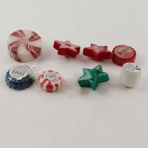 Lot of 8 Christmas Candles Assorted Shapes & Sizes Holiday Decor