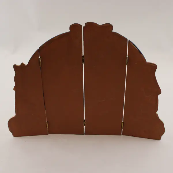 Wooden Nativity Tri-Fold Display Panel Handcrafted Rustic