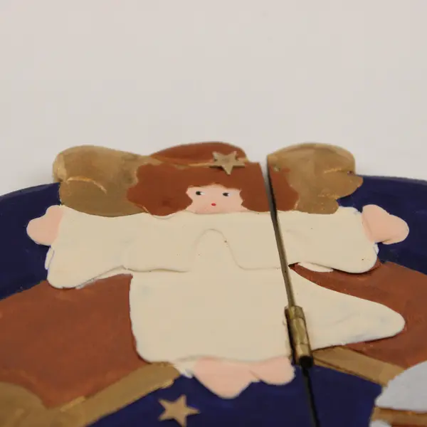 Wooden Nativity Tri-Fold Display Panel Handcrafted Rustic