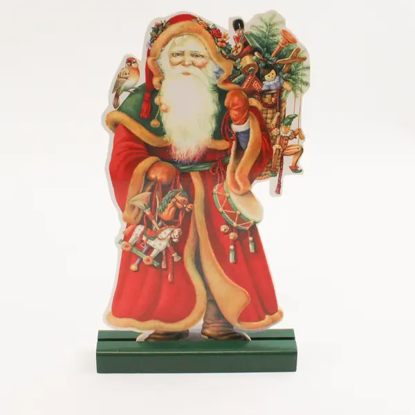 Midwest Cannon Falls Flat Santa with Toys Standee Figurine on Wood Base