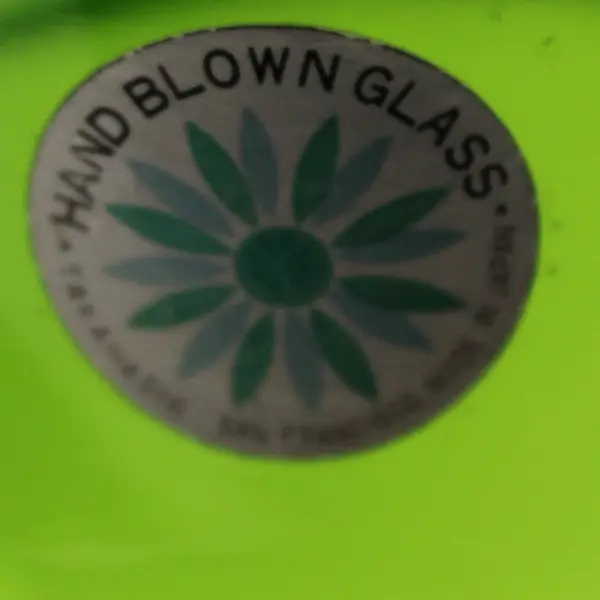 Taka Hashi Hand Blown Glass Green Decorative Bottle Vase With Handle & Lid 9.5"