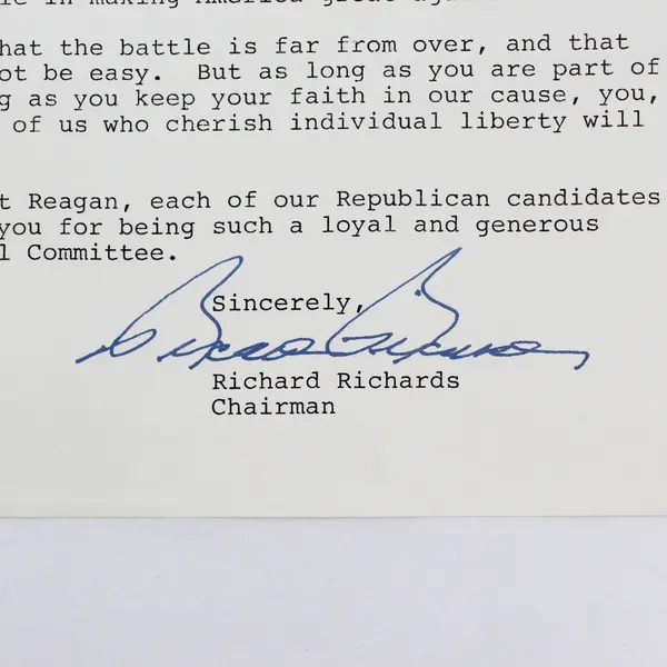 1982 Republican National Committee Donor Letter Richard Richards Signature 