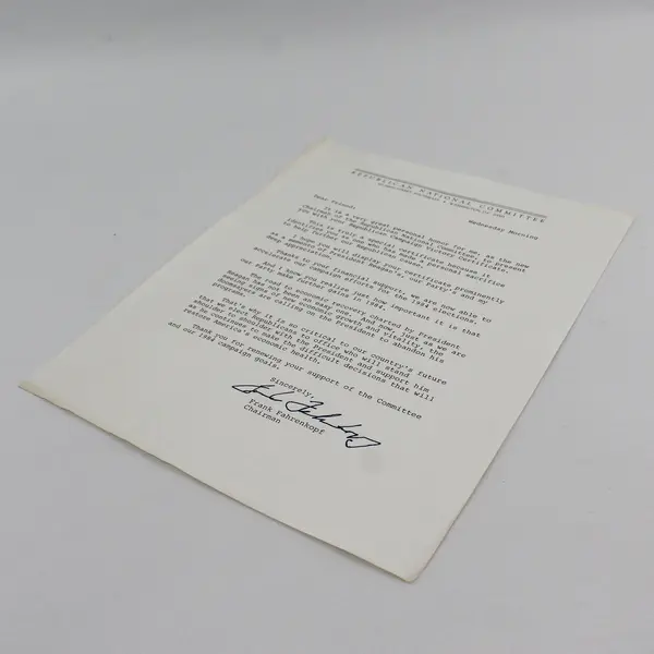 1983 Republican National Committee Donor Letter Frank Fahrenkopf Signature 