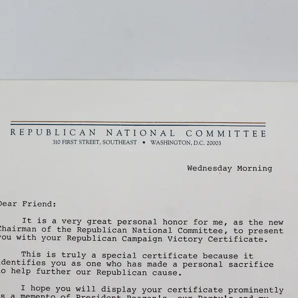 1983 Republican National Committee Donor Letter Frank Fahrenkopf Signature 