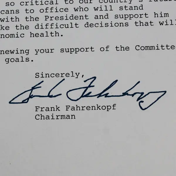 1983 Republican National Committee Donor Letter Frank Fahrenkopf Signature 