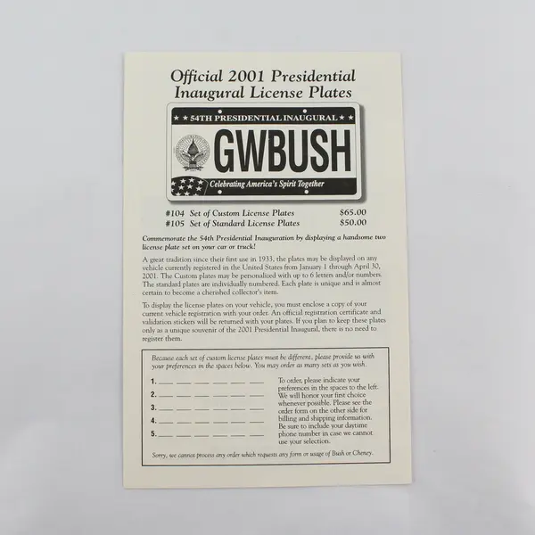 The 54th Presidential Inaugural Collectibles Brochure Bush Cheney 2001
