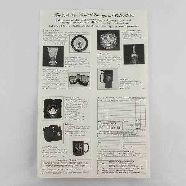 The 54th Presidential Inaugural Collectibles Brochure Bush Cheney 2001