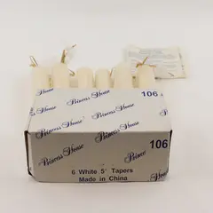 Set Of 6 Princess House Solid White Color 5" Tall Tapers Beeswax Candles