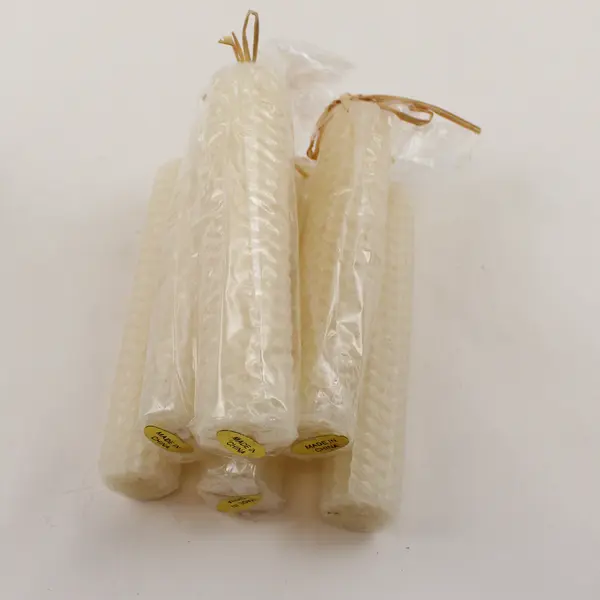 Set Of 6 Princess House Solid White Color 5" Tall Tapers Beeswax Candles