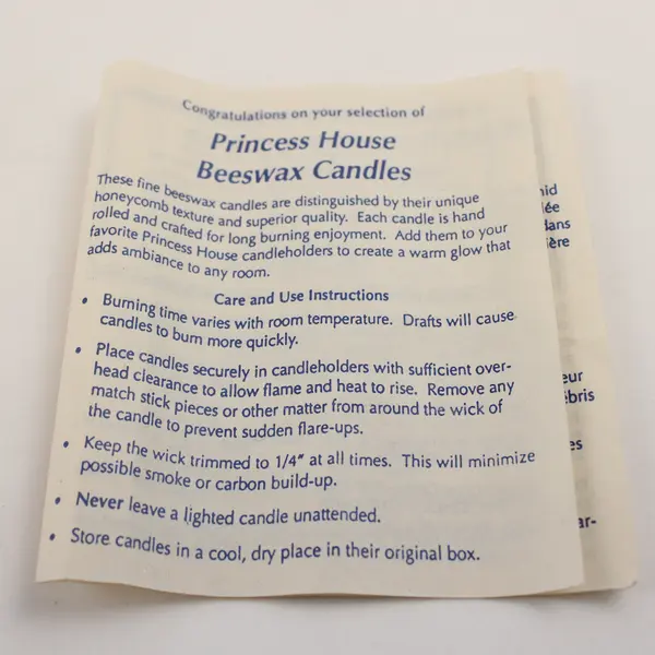 Set Of 6 Princess House Solid White Color 5" Tall Tapers Beeswax Candles