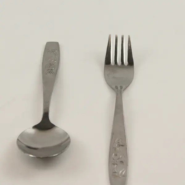 Lot of 2 Rostfrei Stainless Youth Spoon & Fork Engraved Handles Rare HTF Pattern