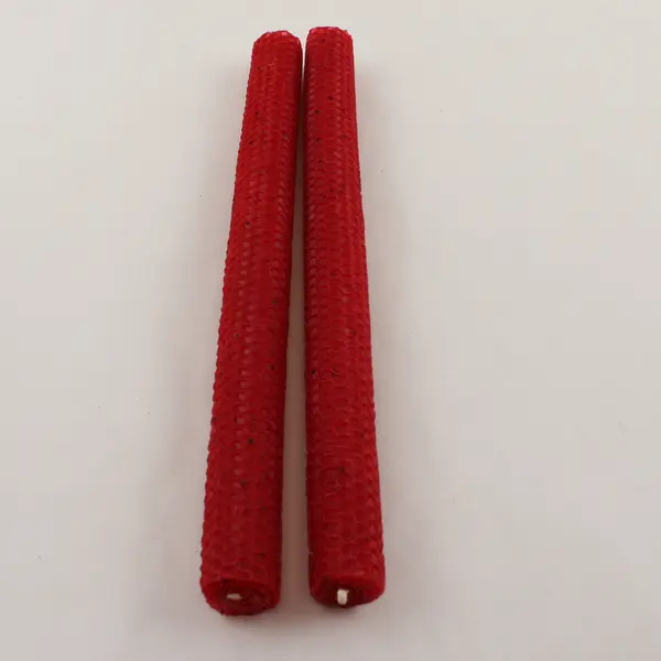 Set Of 2 Beekeepers Solid Red Color 12" Tall 100% Natural Beeswax Candles