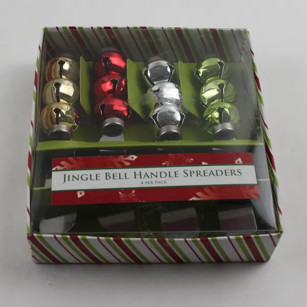 Jingle Bell Handle Spreaders Box of 4 Christmas Holiday Table Spreaders