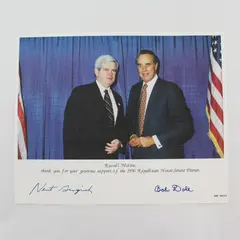 1996 Republican House-Senate Dinner 8x10 Signed Photo Bob Dole and Newt Gingrich