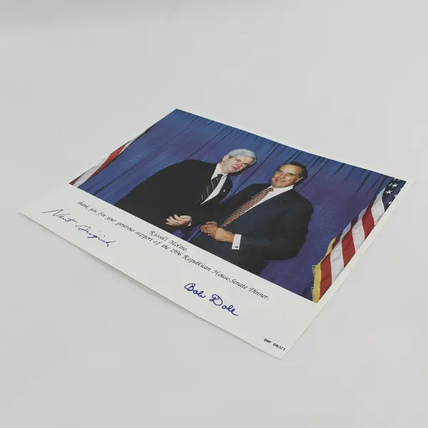 1996 Republican House-Senate Dinner 8x10 Signed Photo Bob Dole and Newt Gingrich