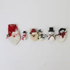 Lot of 6: Christmas Santa and Snowman Pins Assorted 