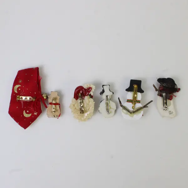 Lot of 6: Christmas Santa and Snowman Pins Assorted 