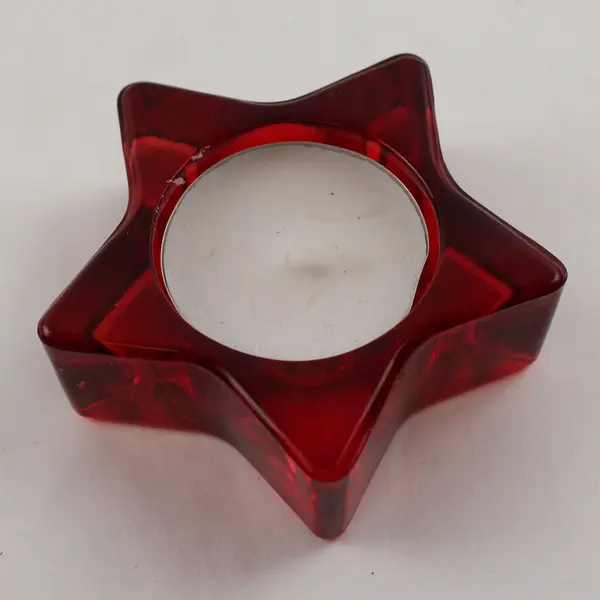 Lot Of 3 DEI Matching Red/White/Blue Glass Star Shaped Tea Light Candle Holders