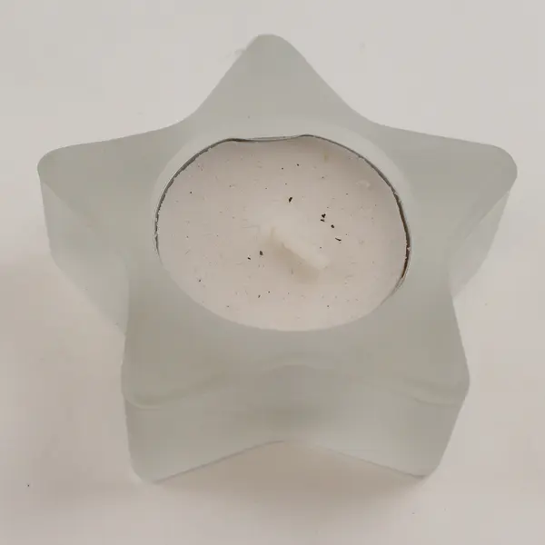 Lot Of 3 DEI Matching Red/White/Blue Glass Star Shaped Tea Light Candle Holders