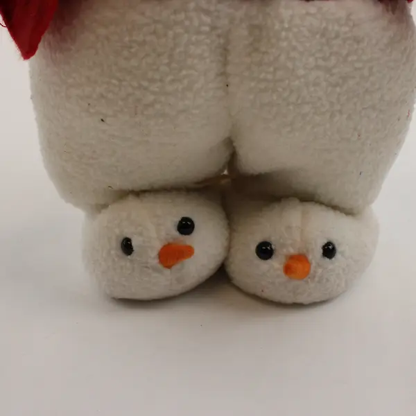 Vintage Talking Snowman Plush Red Plaid Vest Green Hat Earflaps Collectible