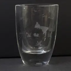 Vintage Al Arnits Signed Swedish Etched Crystal Clear Glass Bud Vase 4" Tall