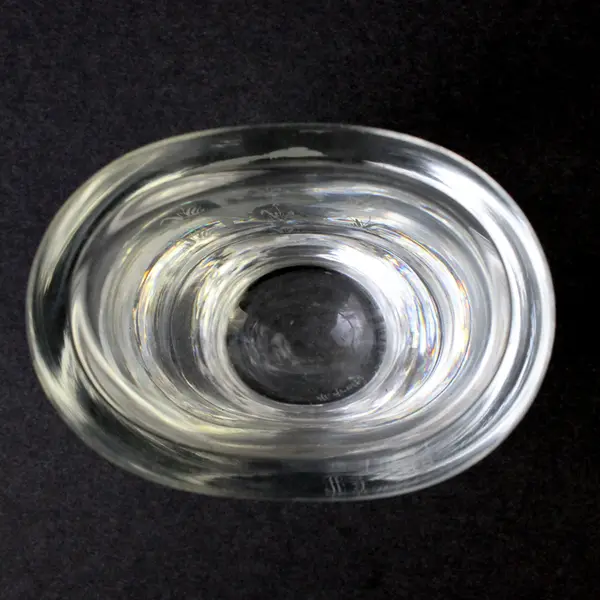 Vintage Al Arnits Signed Swedish Etched Crystal Clear Glass Bud Vase 4" Tall