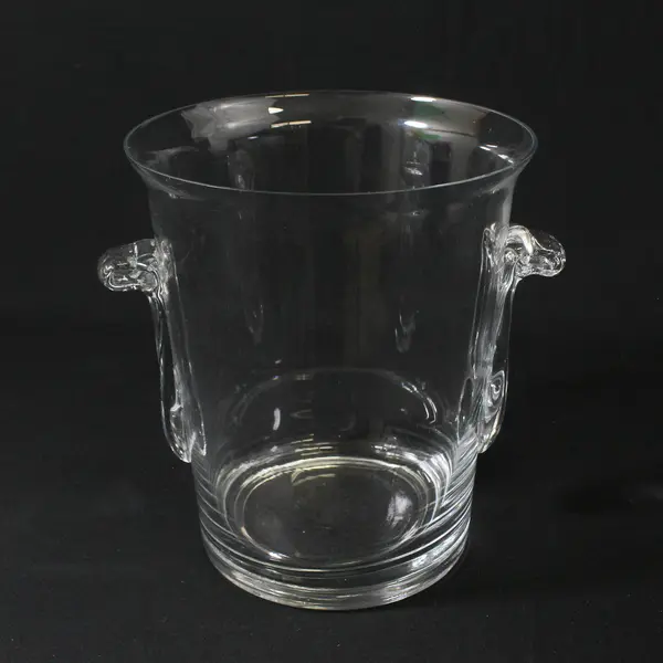 Clear Glass Ice Bucket With Handles 8.25"