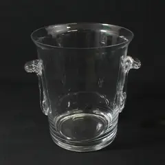 Clear Glass Ice Bucket With Handles 8.25"
