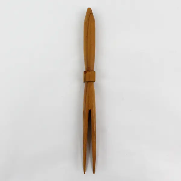 Hand Carved Wooden "Cannibal Fork" 4 Prong Wooden Fork Collectible 10" Long