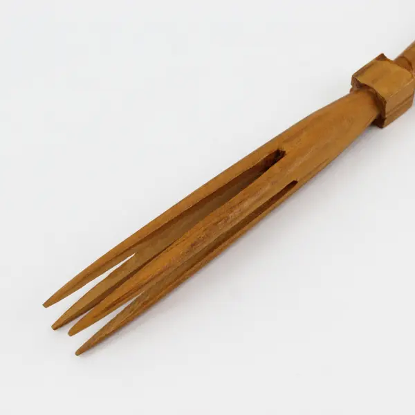 Hand Carved Wooden "Cannibal Fork" 4 Prong Wooden Fork Collectible 10" Long