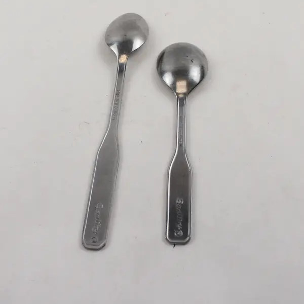 Lot of 2 Sanitoy Stainless Steel 1 Long Feeding Spoon 1 Infant Spoon Rare HTF 
