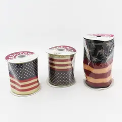 Lot of 3 Kel-Toy Flag Patriotic Ribbon 4" x 10 Yards(1 is 6" wide), New 