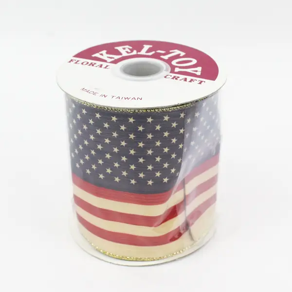 Lot of 3 Kel-Toy Flag Patriotic Ribbon 4" x 10 Yards(1 is 6" wide), New 