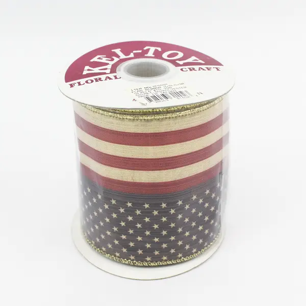 Lot of 3 Kel-Toy Flag Patriotic Ribbon 4" x 10 Yards(1 is 6" wide), New 