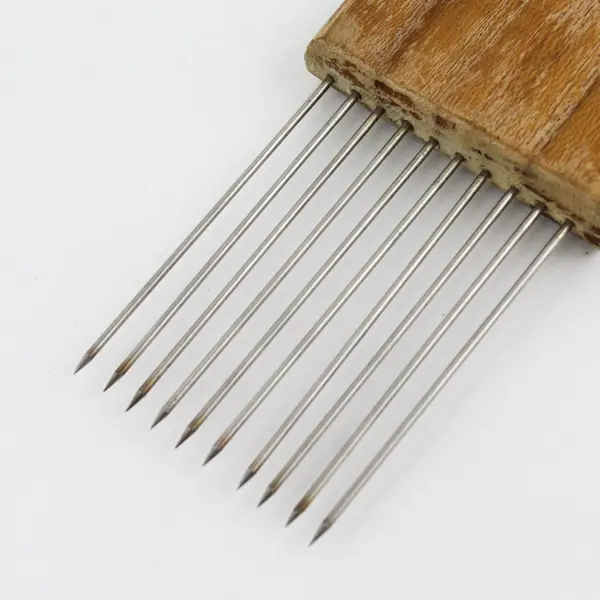 Vintage Onion/Potato Holder Metal Tines with Wood Handle - 5" Long