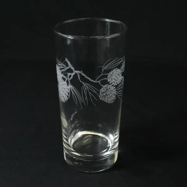 2 Libbey St. Clair Frosted Pine Cone Iced Tea Glasses 6.25"